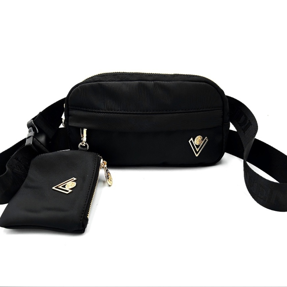 Valentino Orlandi Vegan Leather Black Belt Bag NWT
